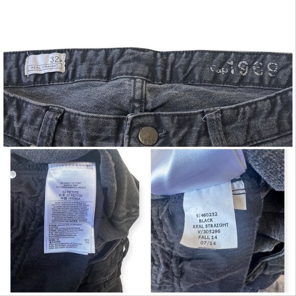 Gap Real Straight Black Petite Jeans 32R Mid-Rise Stretch Denim Classic Fit Wome - Picture 4 of 13